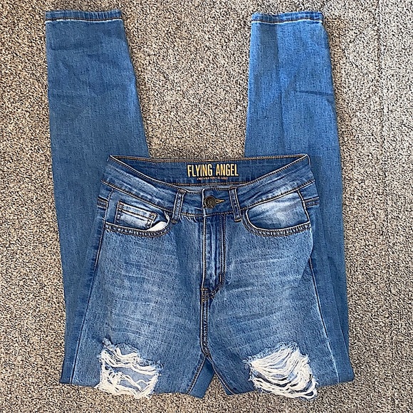 Flying Angel High Waist Distressed Skinny Jeans - Picture 1 of 7